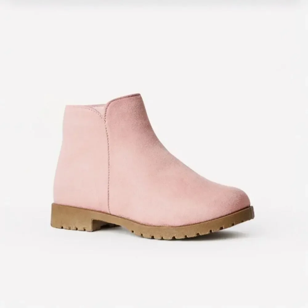 FabKids Chalk Pink Suede Side Zip Booties Girls Size 2